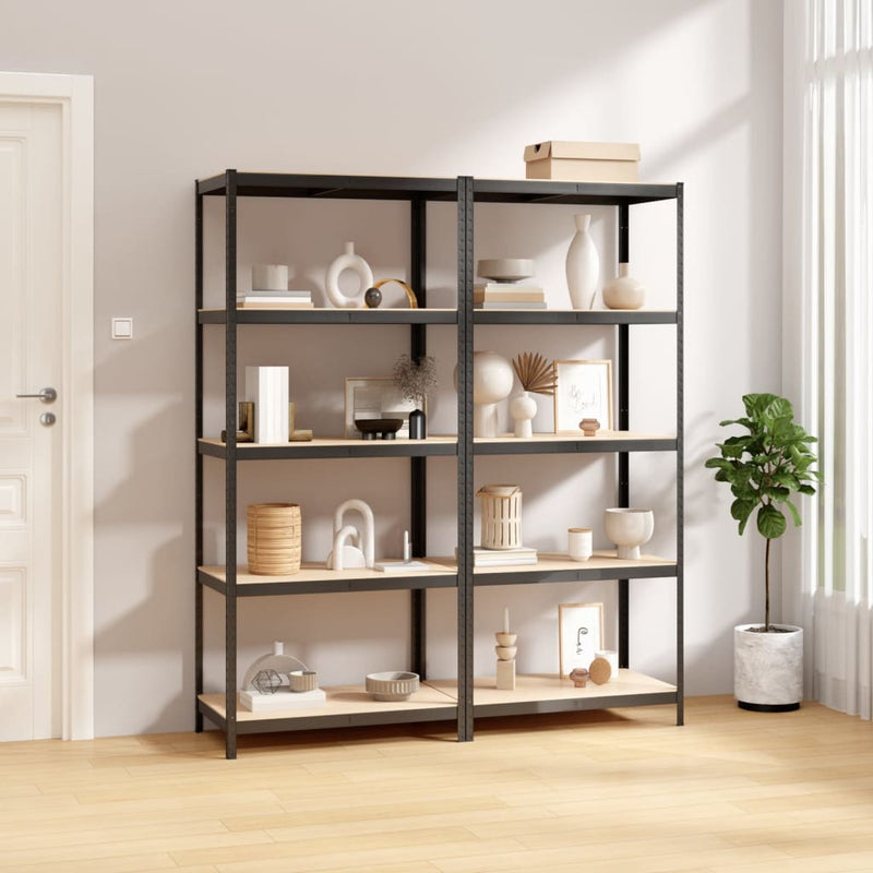 Vidaxl Storage Rack a 5 strati 2 ST Acciaio in legno trasformato in legno antracite