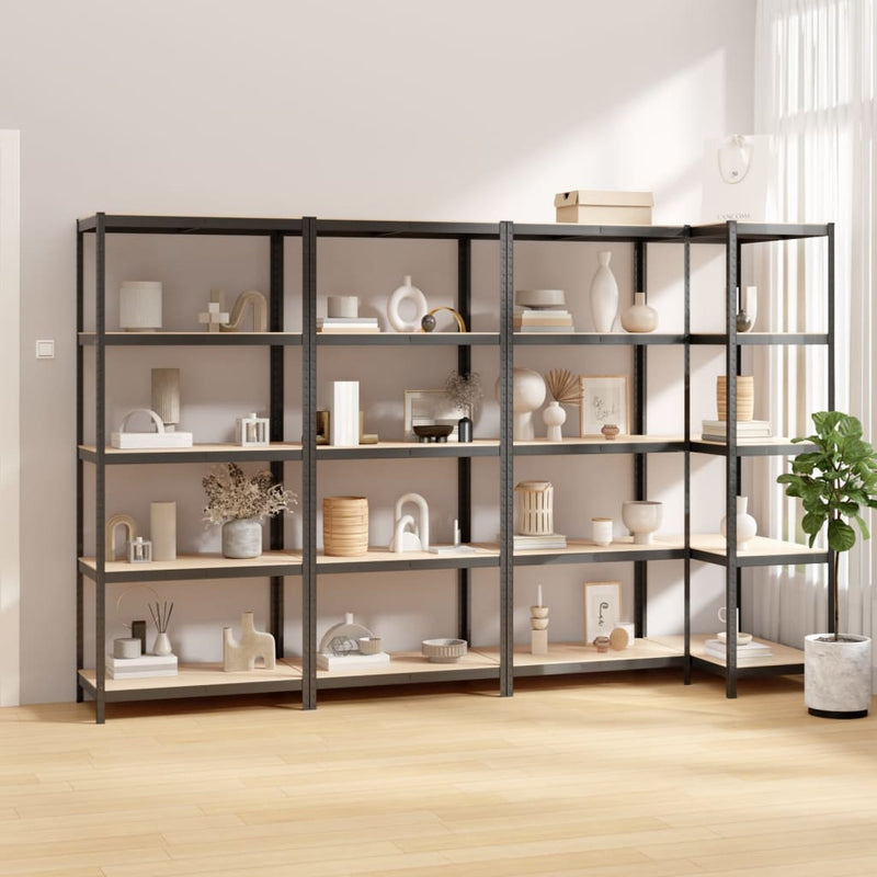 Vidaxl Storage Backs 4 ST 5 LAYER DE ACERO Y COLOR DE ANTRACITE DE MADERA PROCESADA