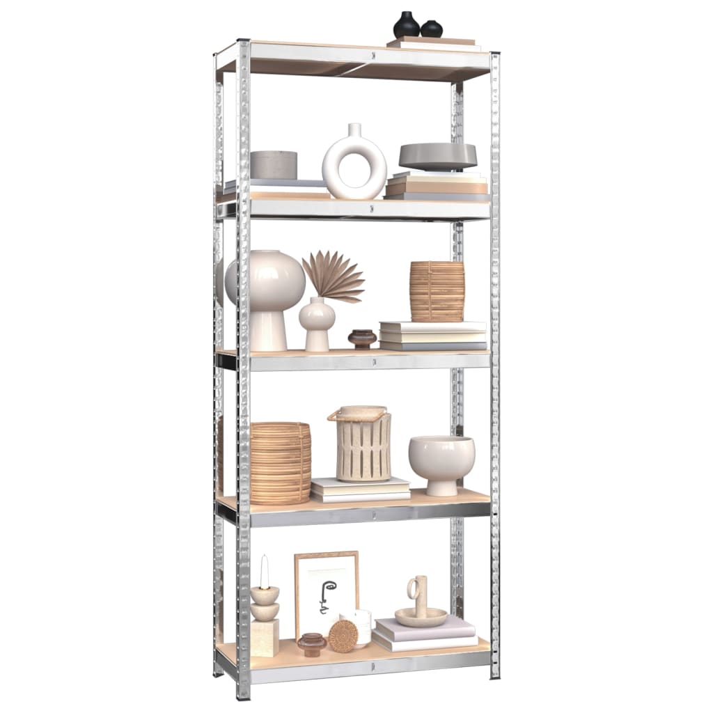 Vidaxl Storage Rack de 5 capas de acero y plata procesada de plata