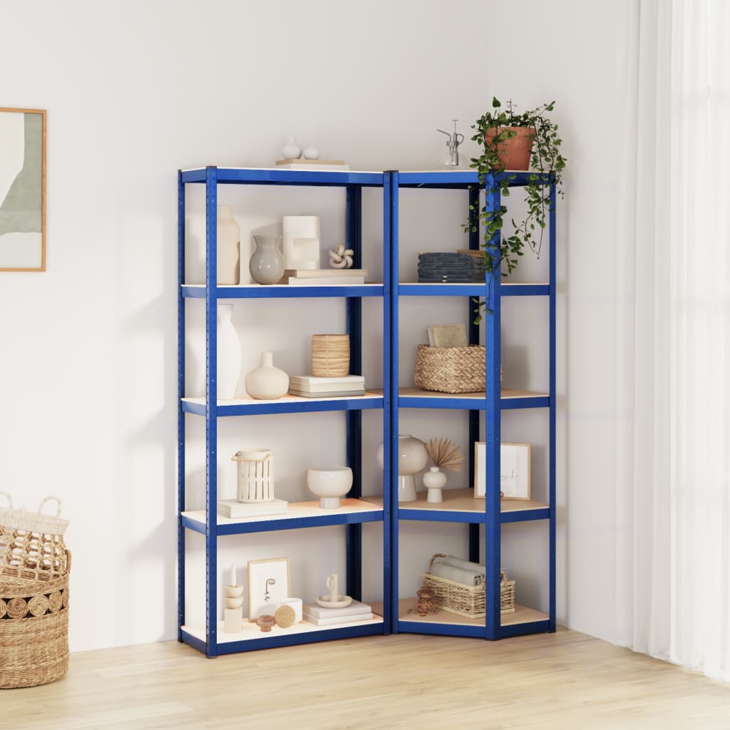 Vidaxl Rack de almacenamiento de vidaxl 5 capas 2 st de acero de madera procesada azul
