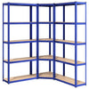Rack di stoccaggio Vidaxl 3 ST a 5 strati e blu in legno trasformato