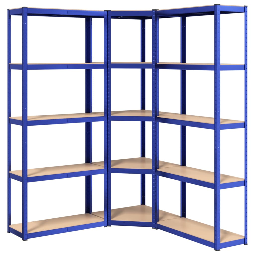Rack di stoccaggio Vidaxl 3 ST a 5 strati e blu in legno trasformato