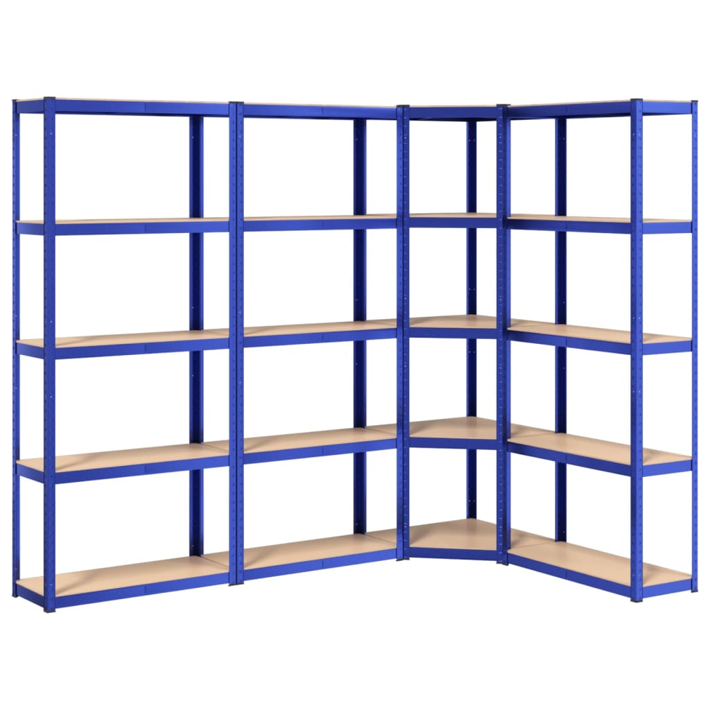 Vidaxl Storage Rack 5 capas 4 st de acero de madera procesada azul