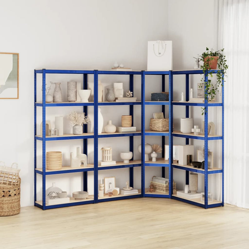 Vidaxl Storage Rack 5 capas 4 st de acero de madera procesada azul