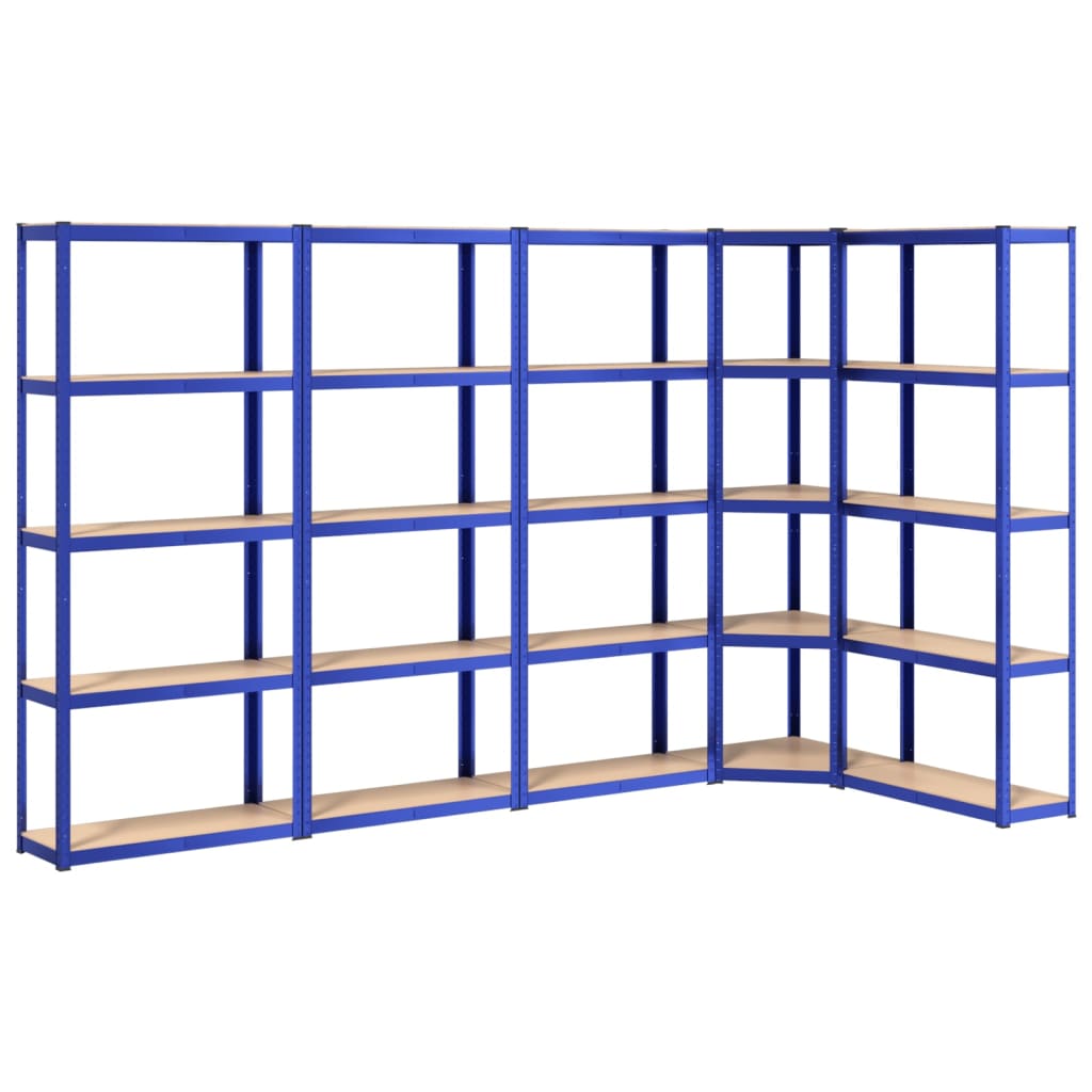 Vidaxl Rack de almacenamiento 5 capas 5 st de acero de madera procesada azul