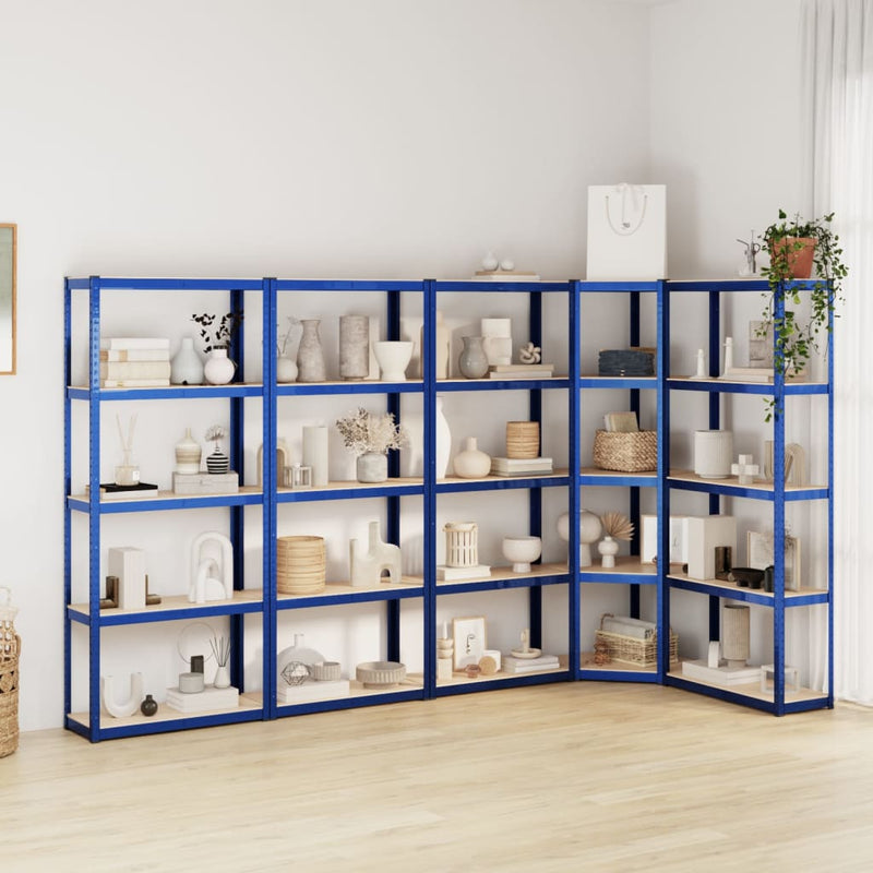 Vidaxl Rack de almacenamiento 5 capas 5 st de acero de madera procesada azul