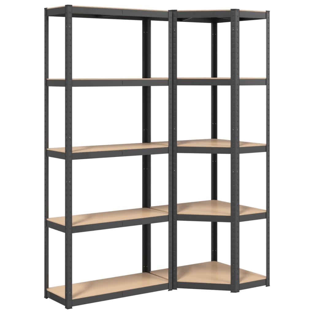 Vidaxl Storage Rack a 5 strati 2 ST Acciaio in legno trasformato in legno antracite