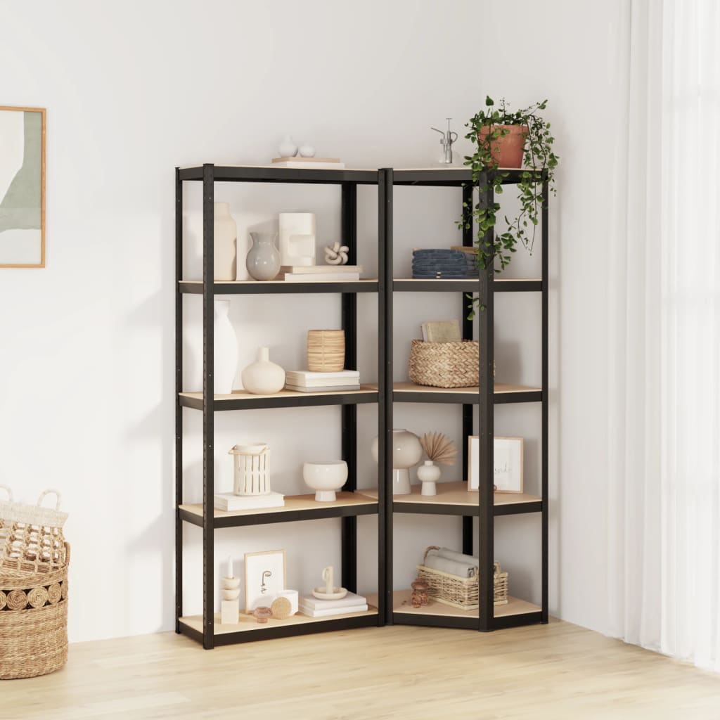 Vidaxl Storage Rack a 5 strati 2 ST Acciaio in legno trasformato in legno antracite