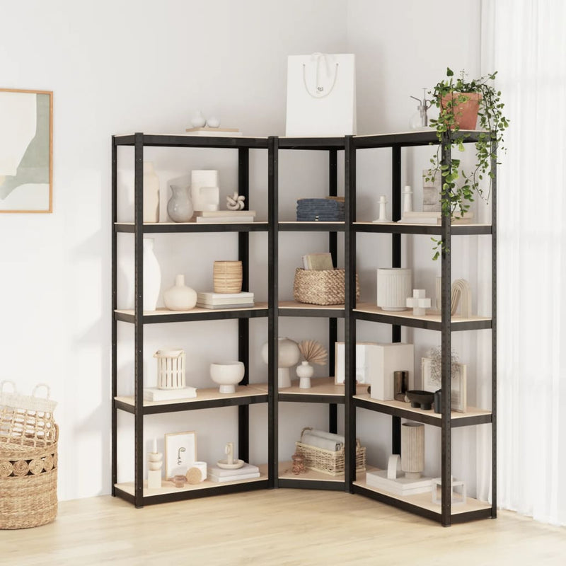 Vidaxl Storage Rack a 5 strati 3 ST Acciaio in legno trasformato in legno antracite