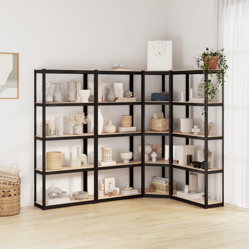 Vidaxl Storage Backs 4 ST 5 LAYER DE ACERO Y COLOR DE ANTRACITE DE MADERA PROCESADA