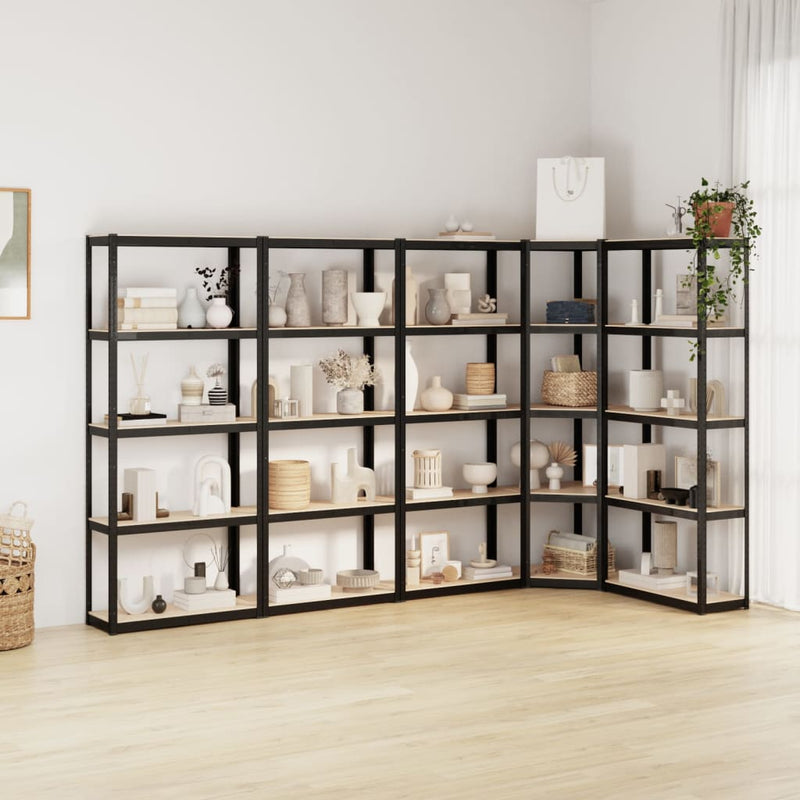 Vidaxl Storage Rack a 5 strati 5 ST Acciaio in legno trasformato in legno antracite