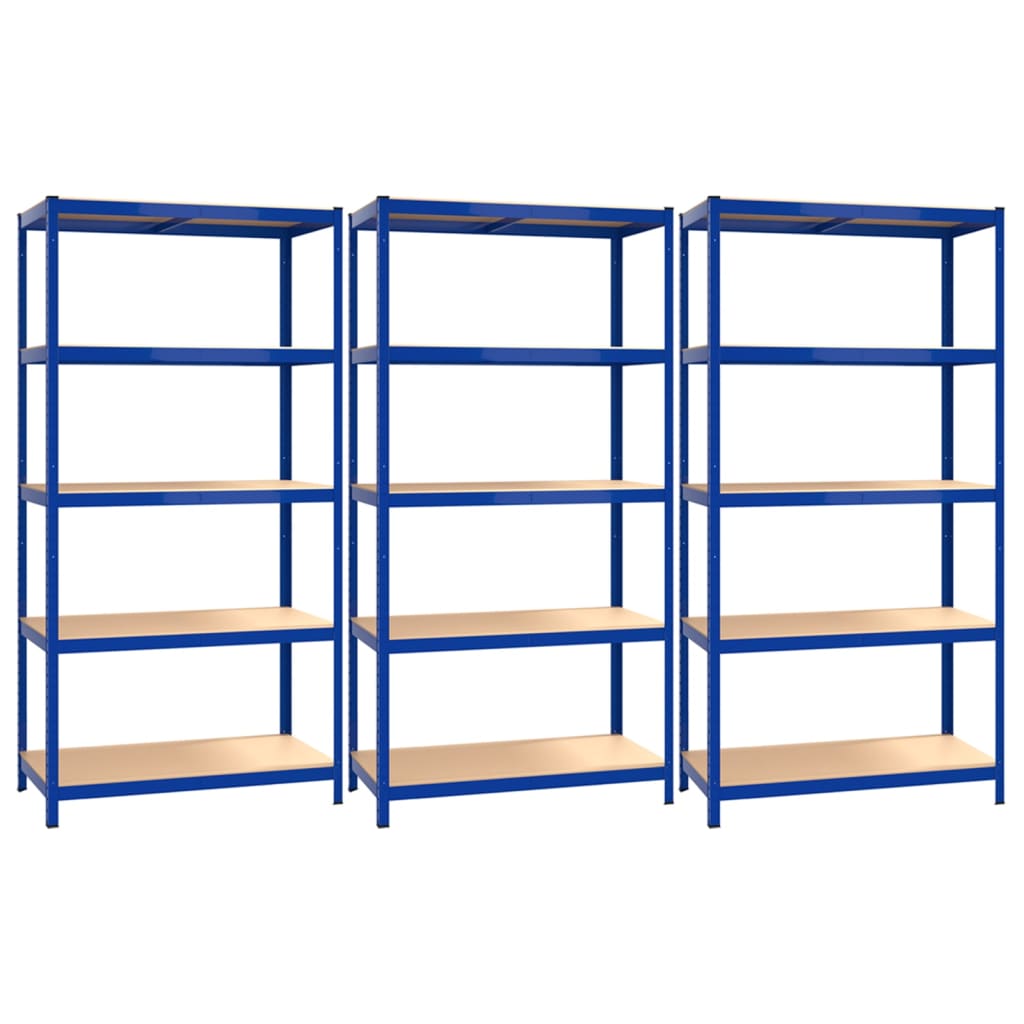 Grandas de almacenamiento Vidaxl 3 ST 5 LAYER DE ACERO Y AZUL DE MADERA PROCESADA