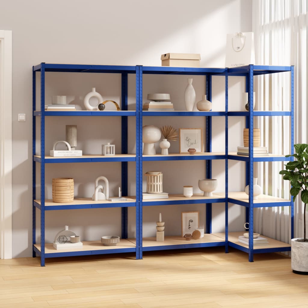 Grandas de almacenamiento Vidaxl 3 ST 5 LAYER DE ACERO Y AZUL DE MADERA PROCESADA