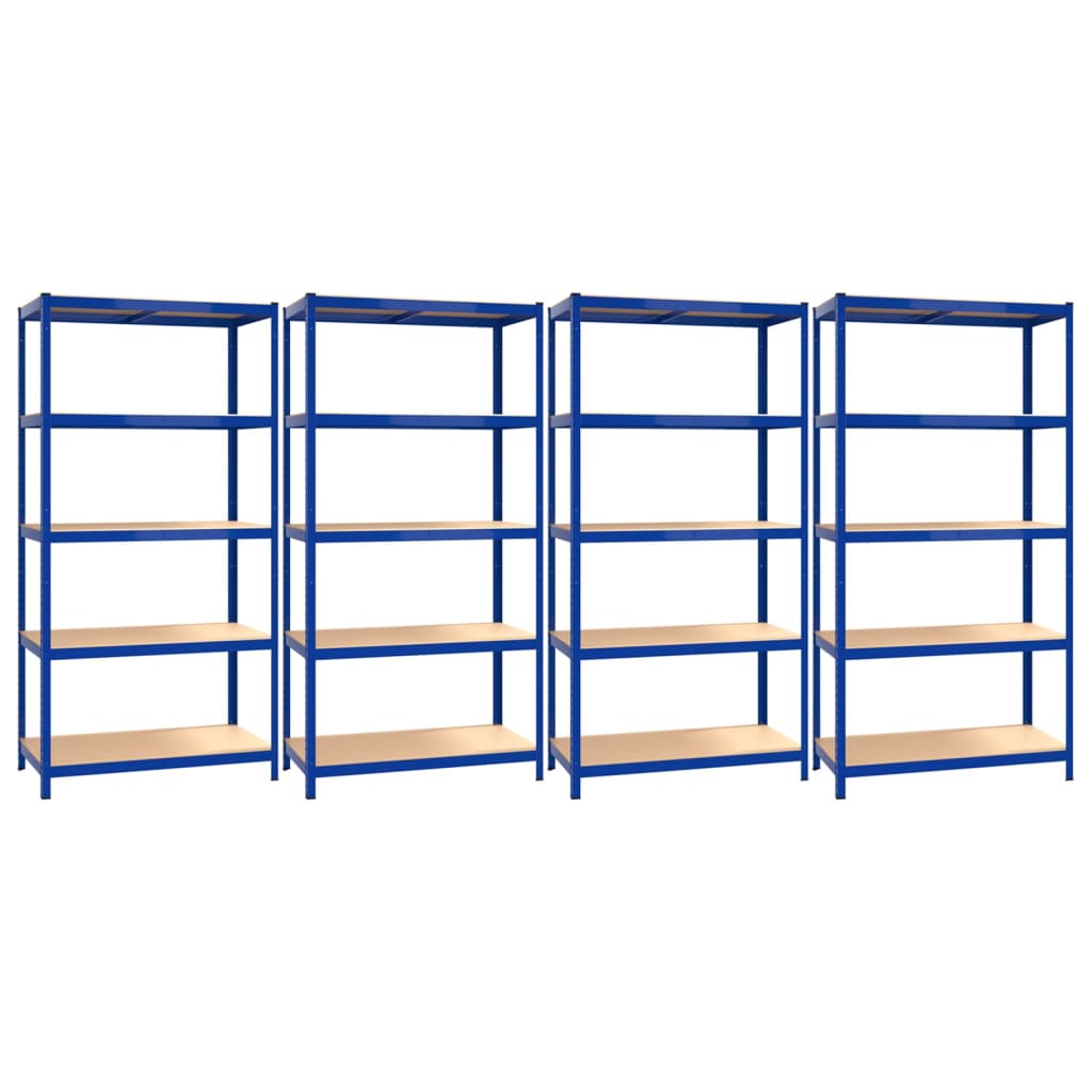 Vidaxl Storage Rack 5 capas 4 st de acero de madera procesada azul