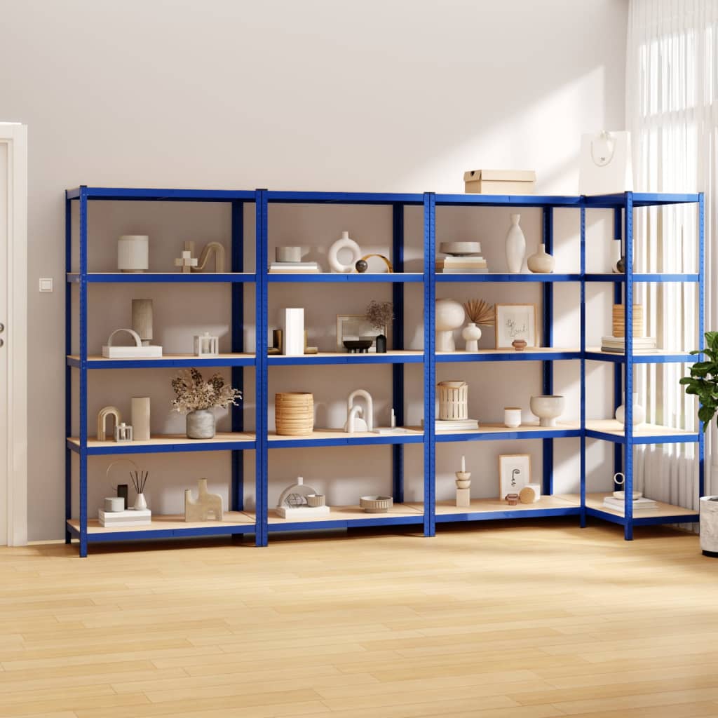 Vidaxl Storage Rack 5 capas 4 st de acero de madera procesada azul