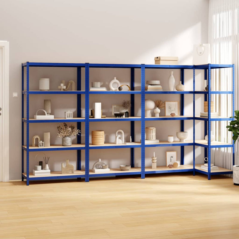 Vidaxl Storage Rack 5 capas 4 st de acero de madera procesada azul