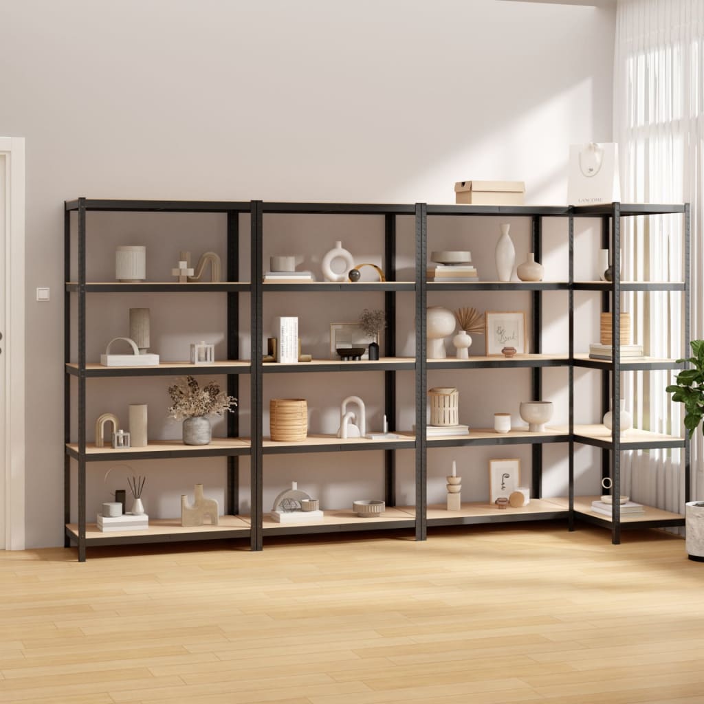 Vidaxl Storage Backs 4 ST 5 LAYER DE ACERO Y COLOR DE ANTRACITE DE MADERA PROCESADA