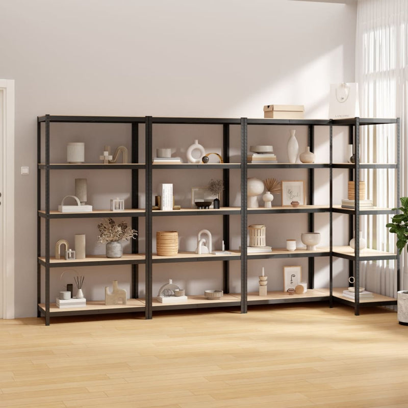 Vidaxl Storage Backs 4 ST 5 LAYER DE ACERO Y COLOR DE ANTRACITE DE MADERA PROCESADA