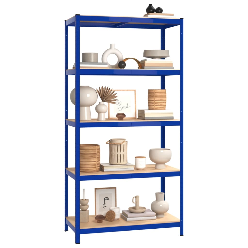Rack di stoccaggio Vidaxl 3 ST a 5 strati e blu in legno trasformato