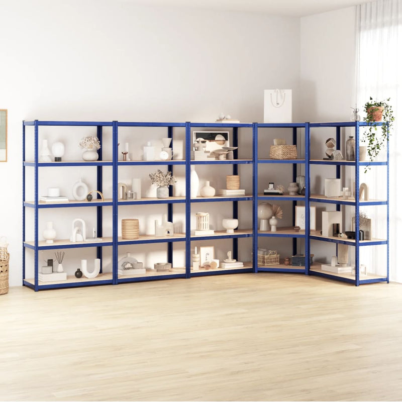 Vidaxl Rack de almacenamiento 5 capas 5 st de acero de madera procesada azul