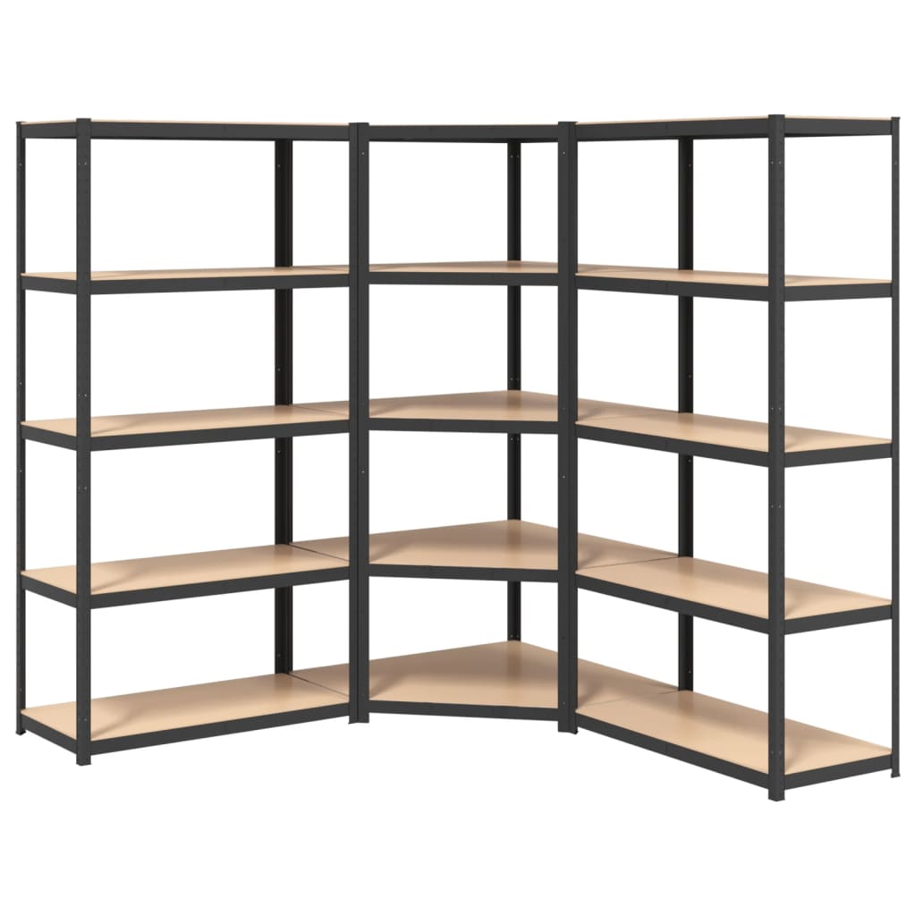 Vidaxl StorageGrekkkken 5 capas 3 st de acero de madera procesada antracita