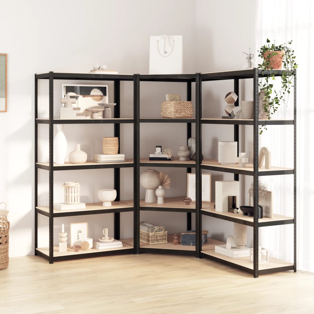 Vidaxl StorageGrekkkken 5 capas 3 st de acero de madera procesada antracita