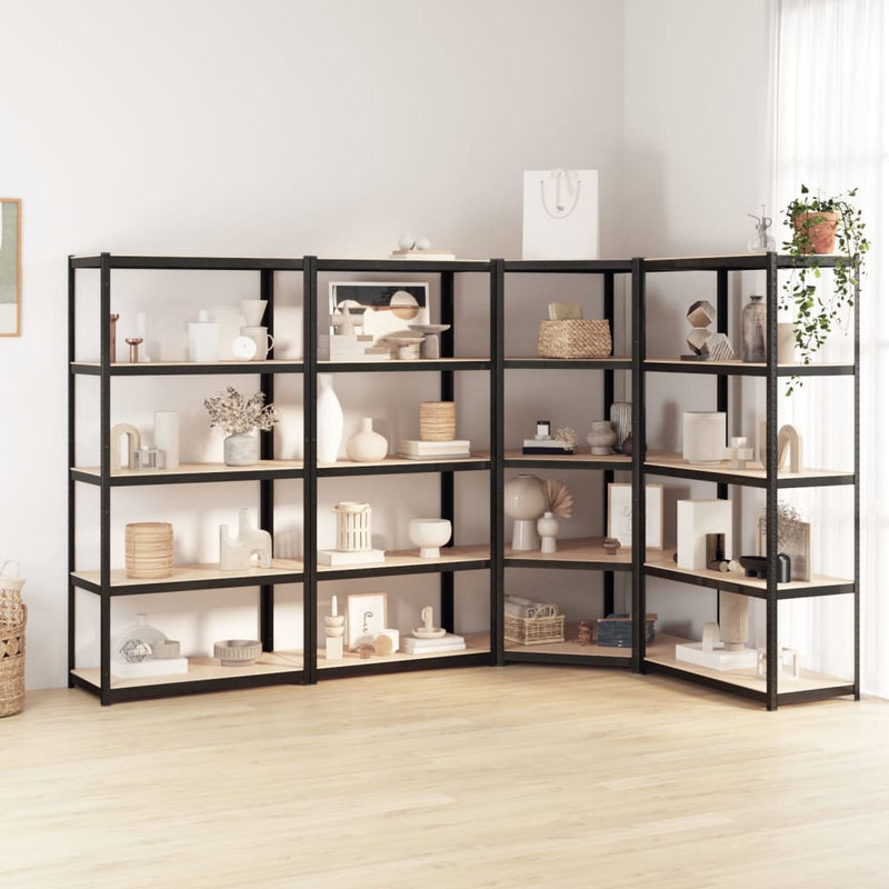 Vidaxl Storage Backs 4 ST 5 LAYER DE ACERO Y COLOR DE ANTRACITE DE MADERA PROCESADA