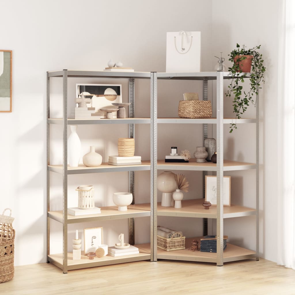 Rack di stoccaggio Vidaxl a 5 strati 2 St Acciaio e in legno trasformato colorato