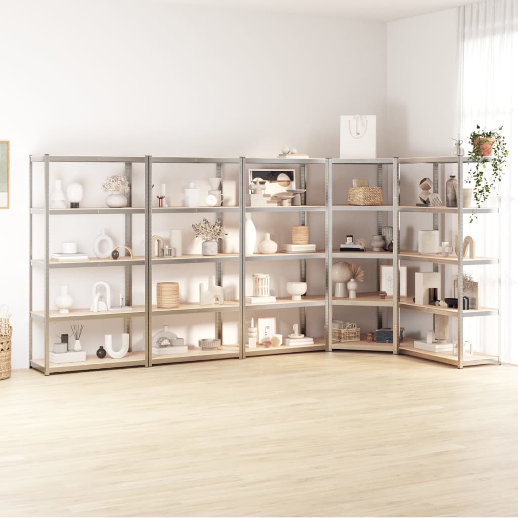 Rack di stoccaggio Vidaxl a 5 strati 5 St Acciaio e in legno trasformato colorato