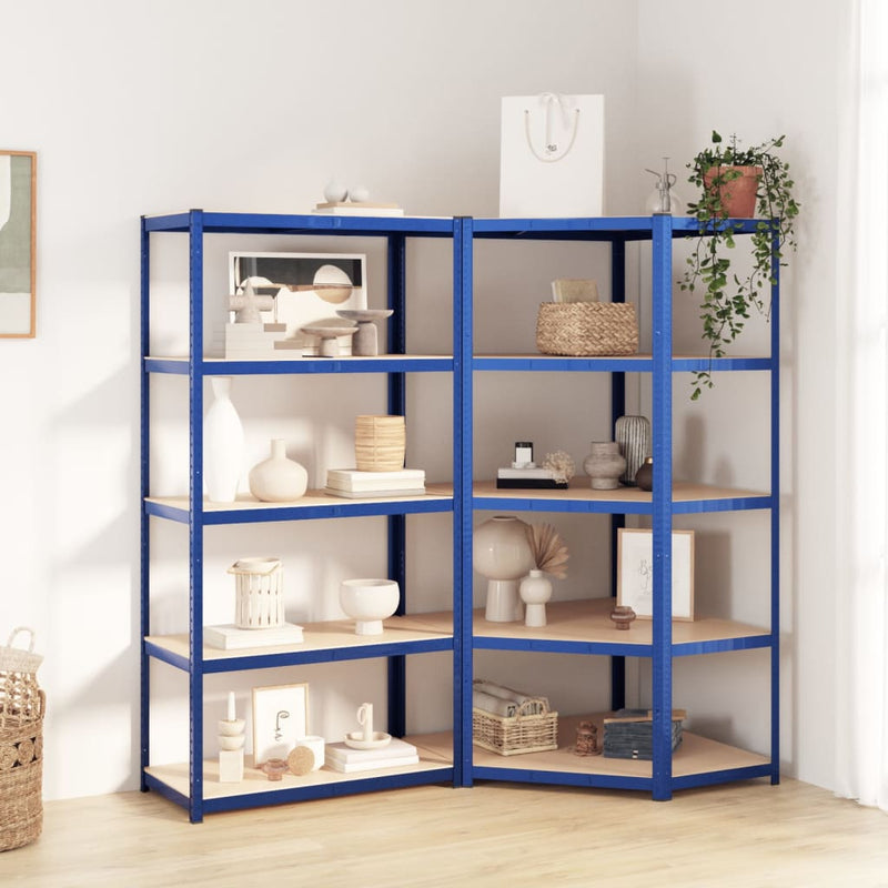 Vidaxl Rack de almacenamiento de vidaxl 5 capas 2 st de acero de madera procesada azul