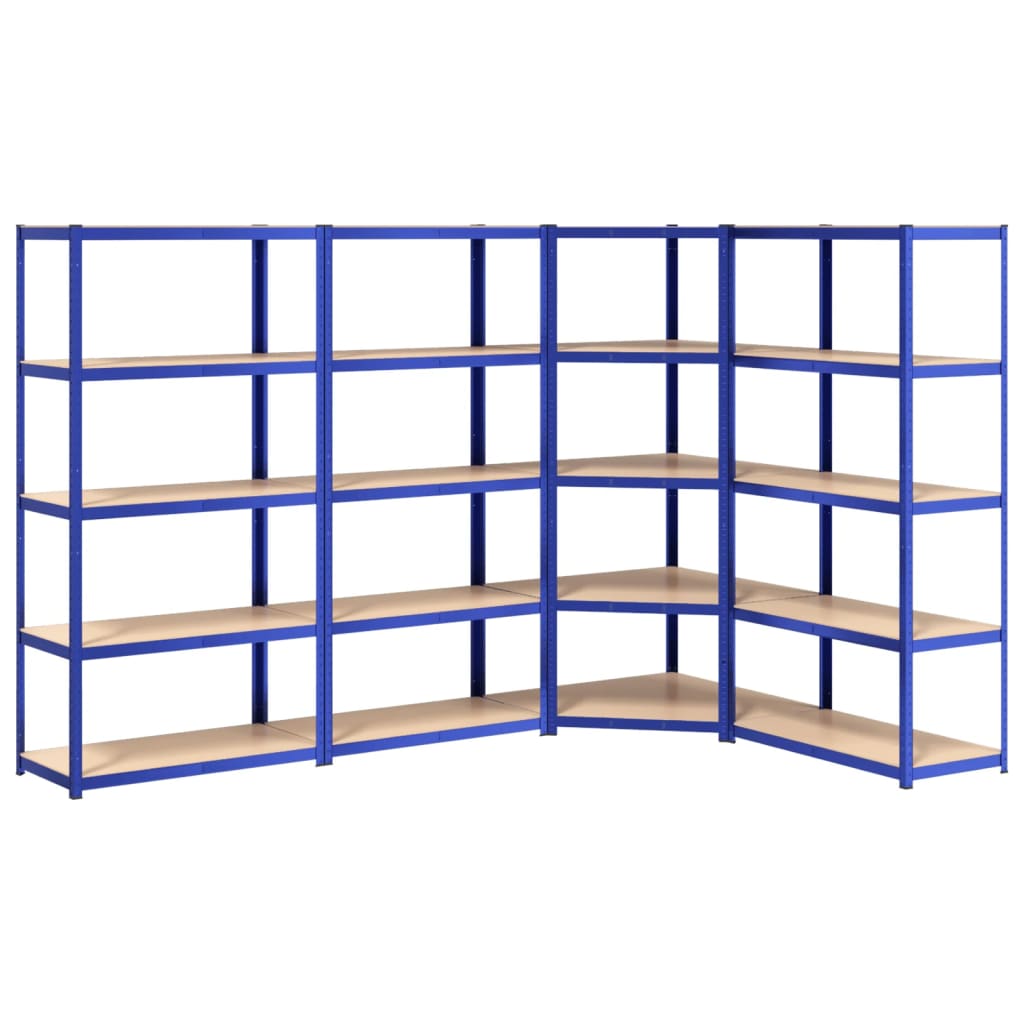 Vidaxl Storage Rack 5 capas 4 st de acero de madera procesada azul