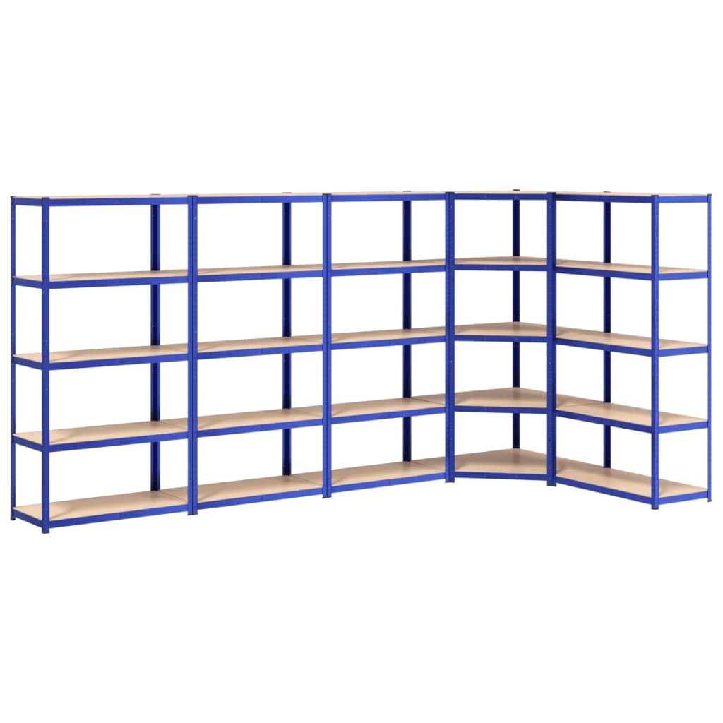 Vidaxl Rack de almacenamiento 5 capas 5 st de acero de madera procesada azul