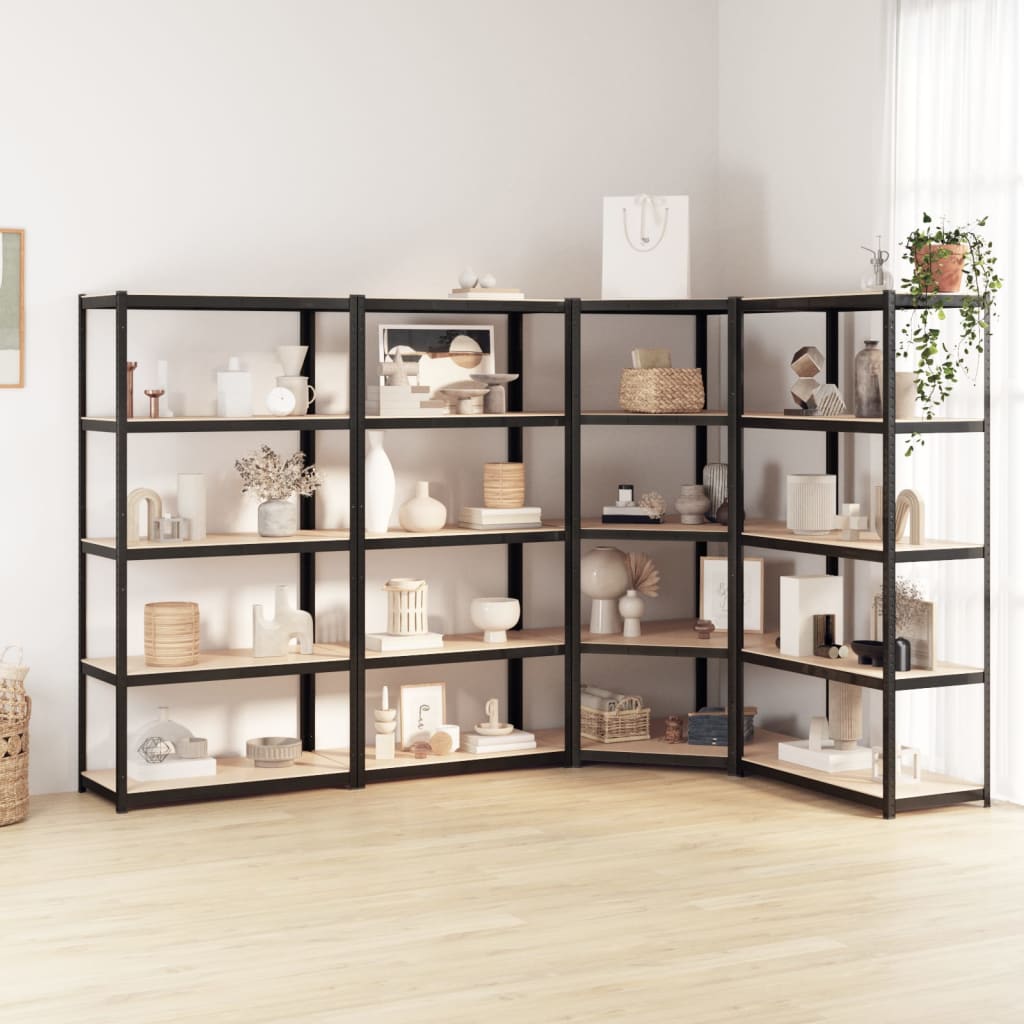 Vidaxl Storage Backs 4 ST 5 LAYER DE ACERO Y COLOR DE ANTRACITE DE MADERA PROCESADA