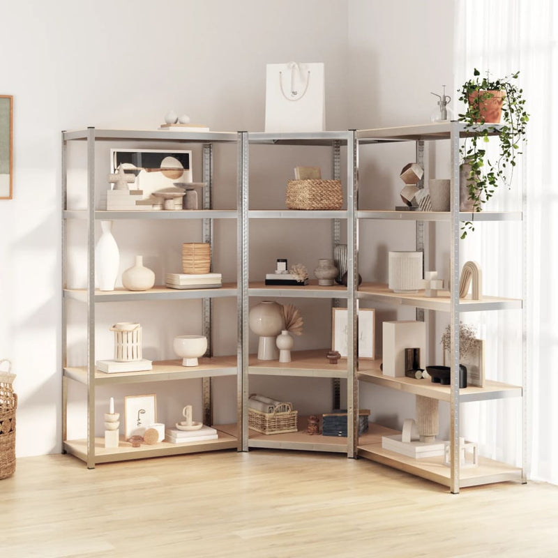 Rack di stoccaggio Vidaxl a 5 strati 3 ST Acciaio e in legno trasformato colorato
