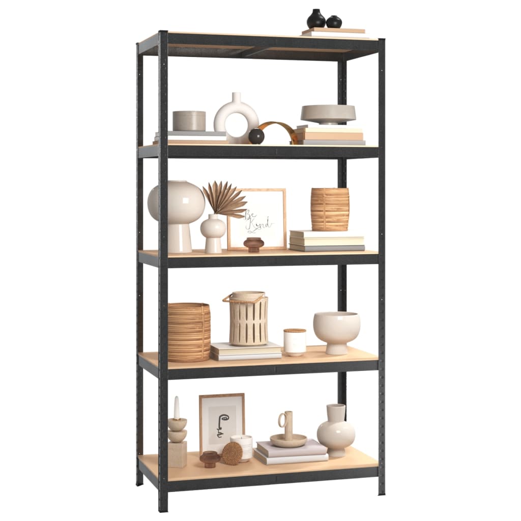 Rack di stoccaggio vidaxl a 5 strati robusto 3 St Steel e grigio in legno trasformato