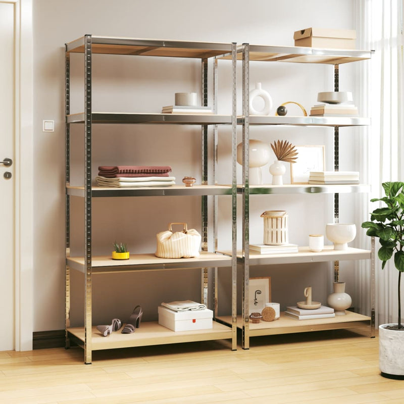 Vidaxl Storage Rack de 5 capas de acero y plata procesada