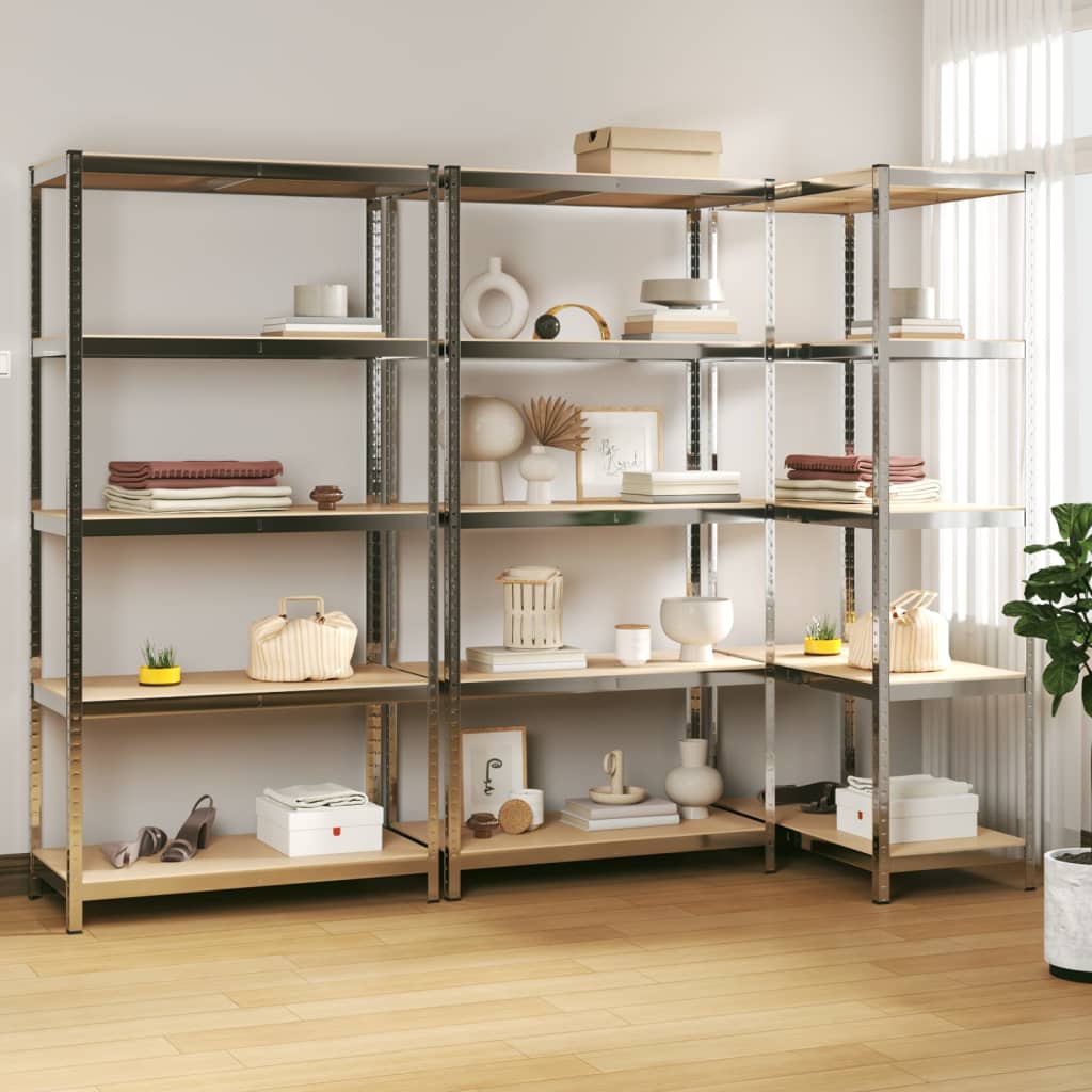 Vidaxl Storage Rack de 5 capas de acero y plata procesada de plata