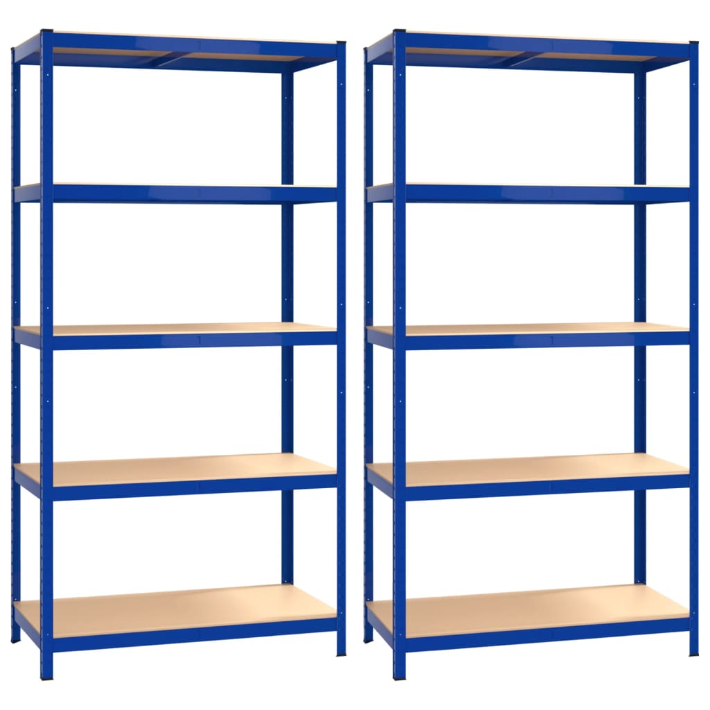 Vidaxl Rack de almacenamiento de vidaxl 5 capas 2 st de acero de madera procesada azul