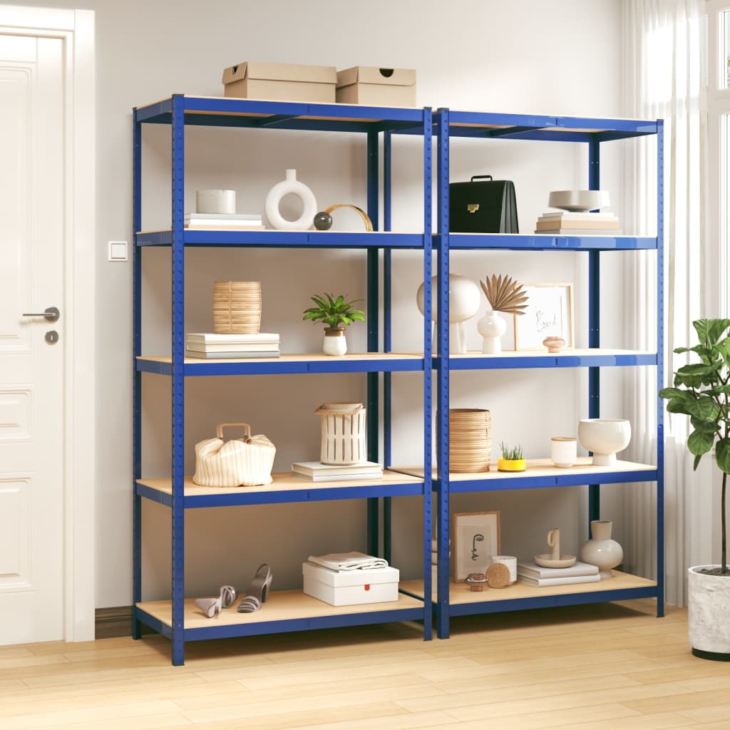 Vidaxl Rack de almacenamiento de vidaxl 5 capas 2 st de acero de madera procesada azul