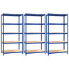 Rack di stoccaggio Vidaxl 3 ST a 5 strati e blu in legno trasformato