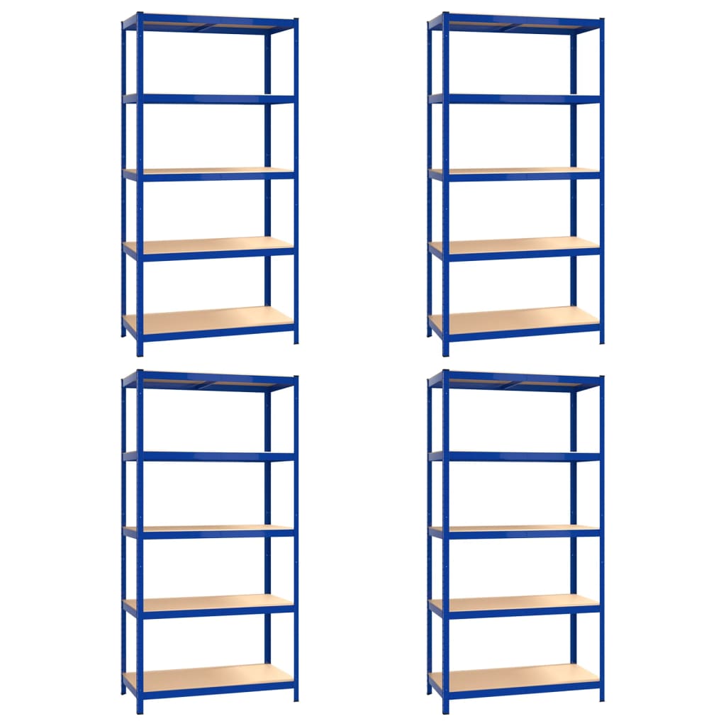 Vidaxl Storage Rack 5 capas 4 st de acero de madera procesada azul