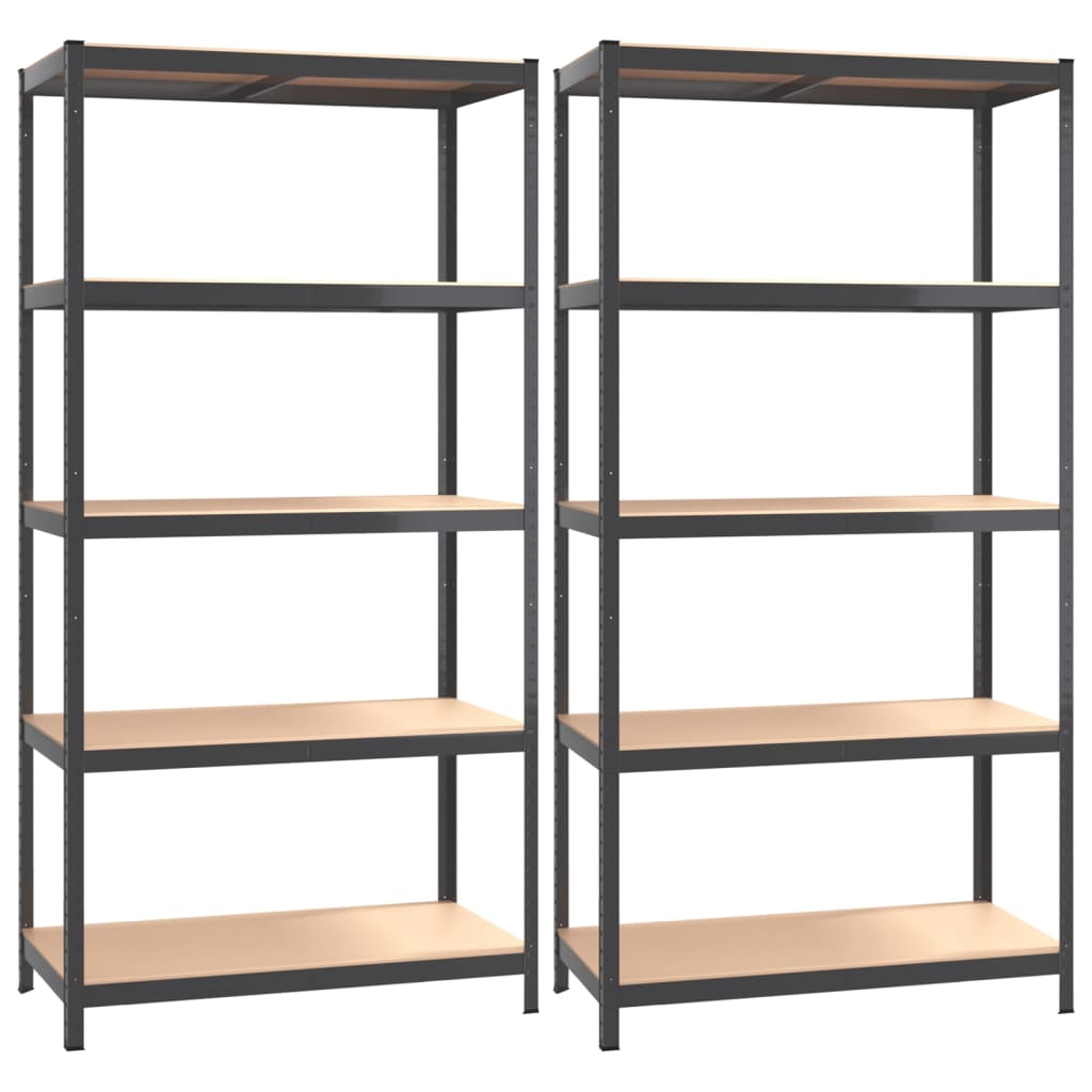 Rack di stoccaggio Vidaxl a 5 strati 2 ST Elaborato in legno trasformato in antracite