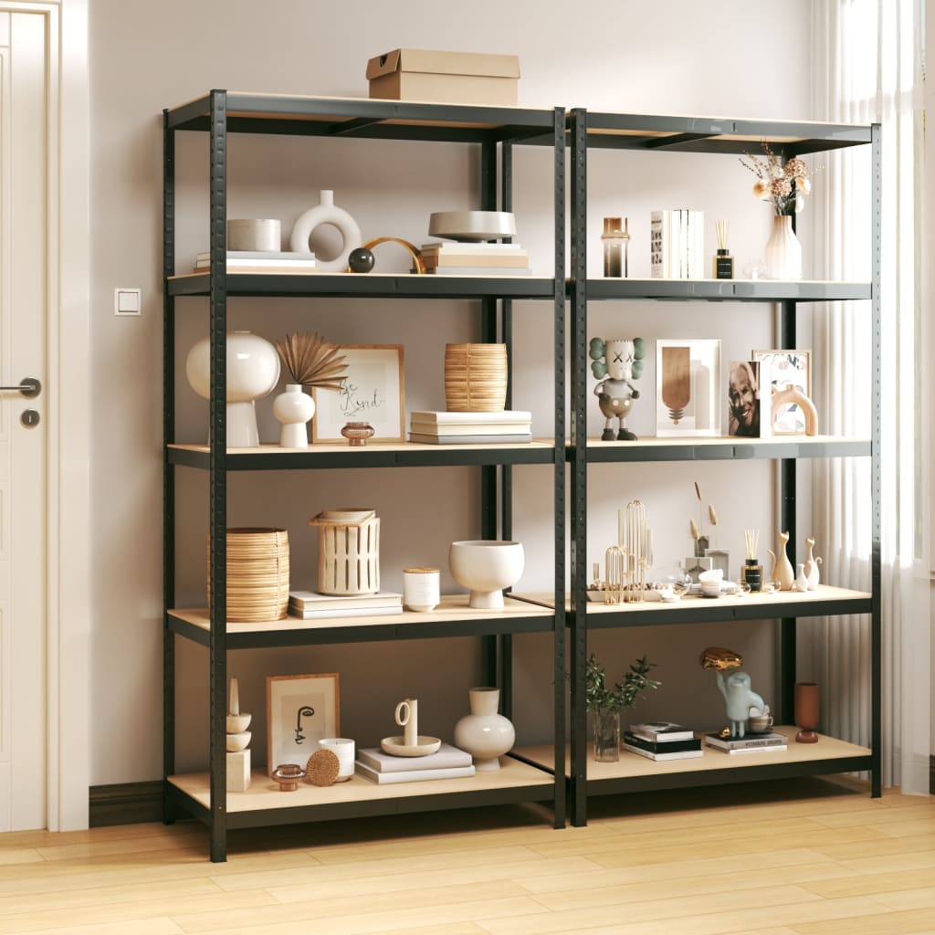 Rack di stoccaggio Vidaxl a 5 strati 2 ST Elaborato in legno trasformato in antracite