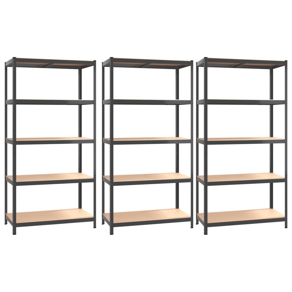 Rack di stoccaggio Vidaxl a 5 strati 3 ST Elaborato in legno di antracite