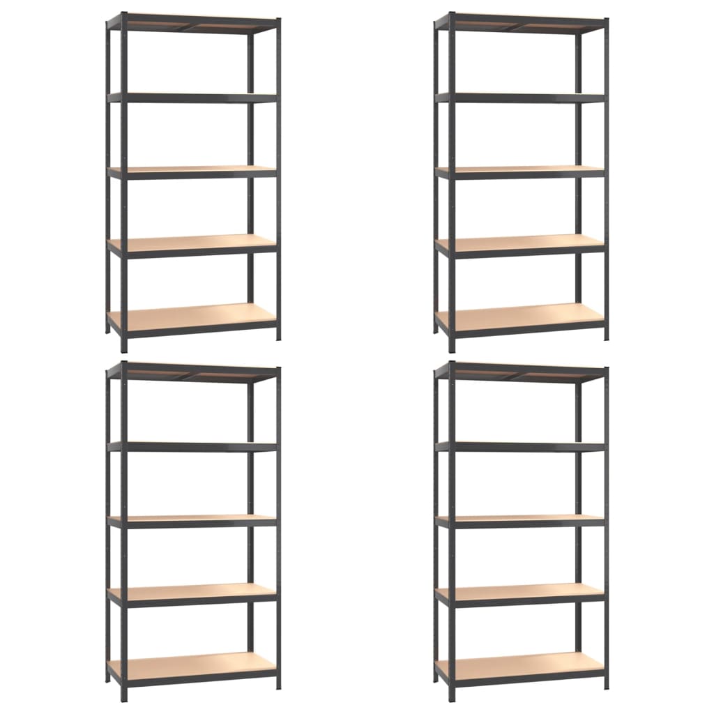Vidaxl Storage Backs 4 ST 5 LAYER DE ACERO Y COLOR DE ANTRACITE DE MADERA PROCESADA