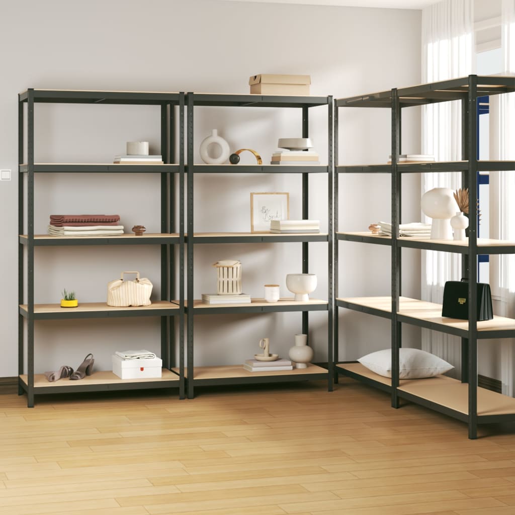 Vidaxl Storage Backs 4 ST 5 LAYER DE ACERO Y COLOR DE ANTRACITE DE MADERA PROCESADA