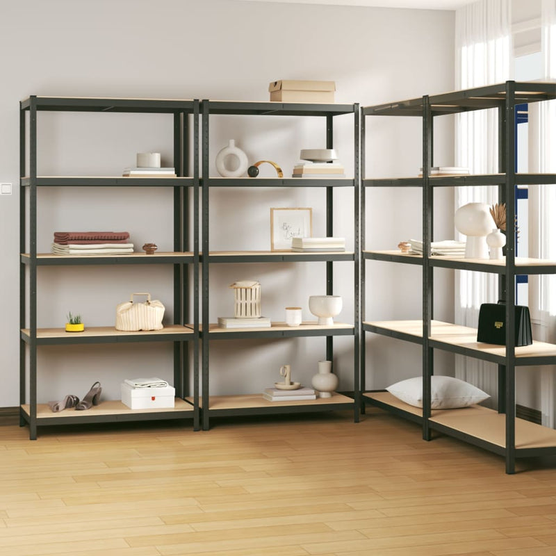 Vidaxl Storage Backs 4 ST 5 LAYER DE ACERO Y COLOR DE ANTRACITE DE MADERA PROCESADA