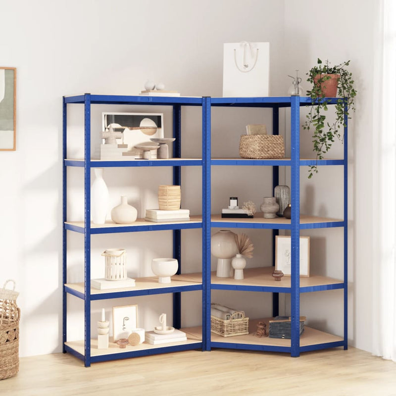 Vidaxl Rack de almacenamiento de vidaxl 5 capas 2 st de acero de madera procesada azul