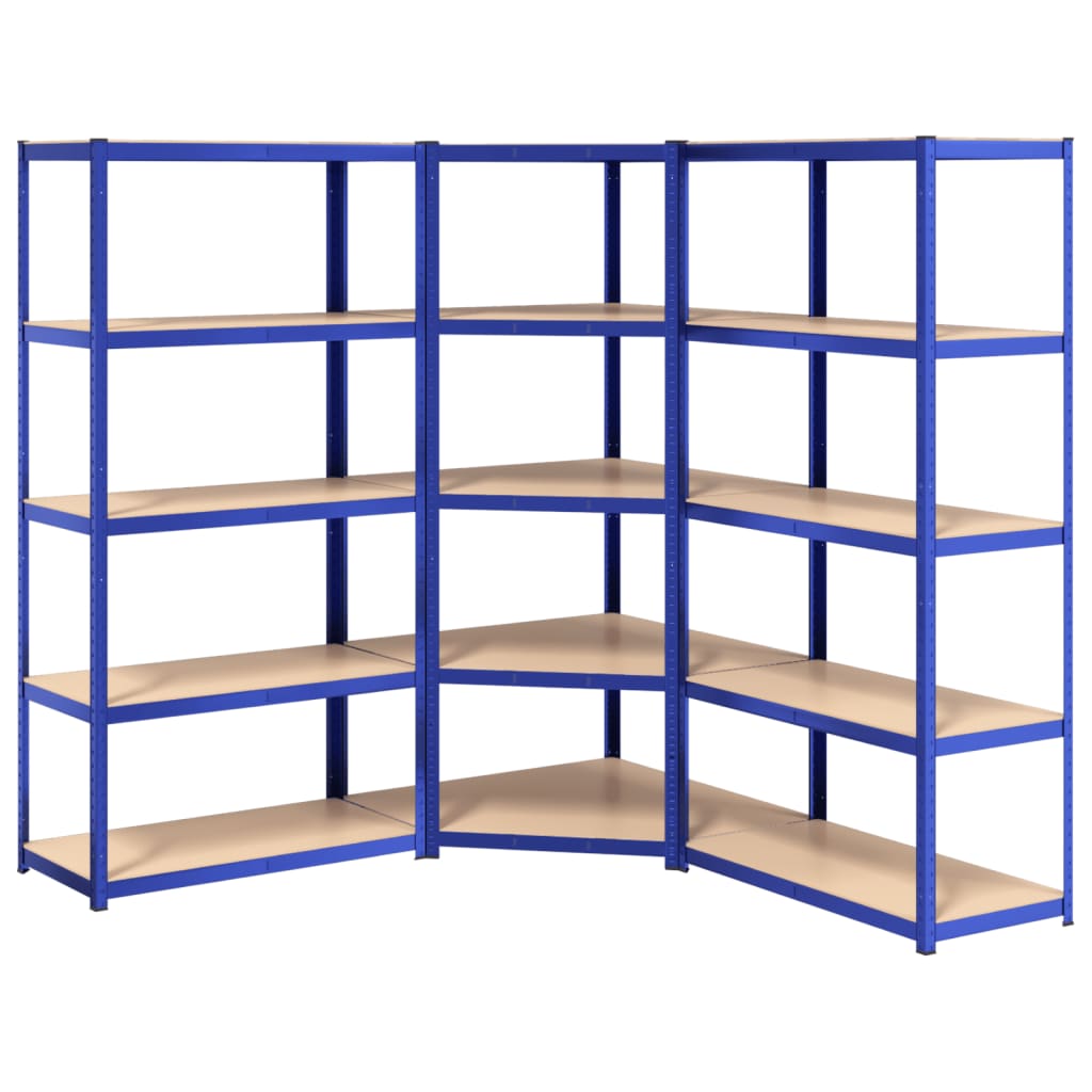 Rack di stoccaggio Vidaxl 3 ST a 5 strati e blu in legno trasformato