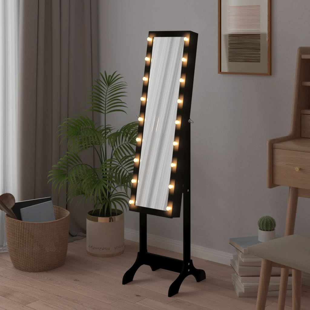 Vidaxl Specchio distaccato con LED 34x37x146 cm nero